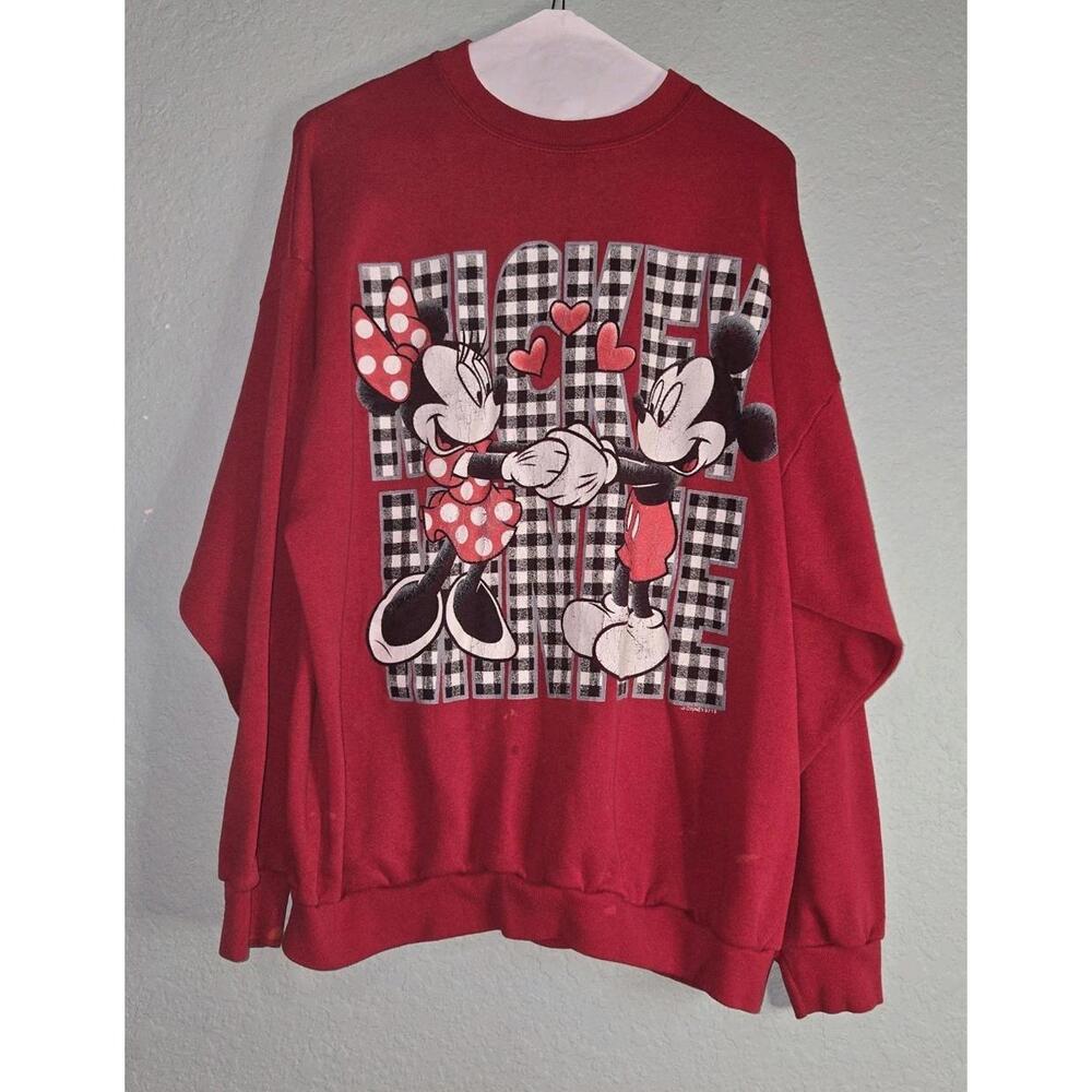 Vtg Mickey Unlimited Sweatshirt XL Mickey Minnie Mouse Jerry Leigh Red USA